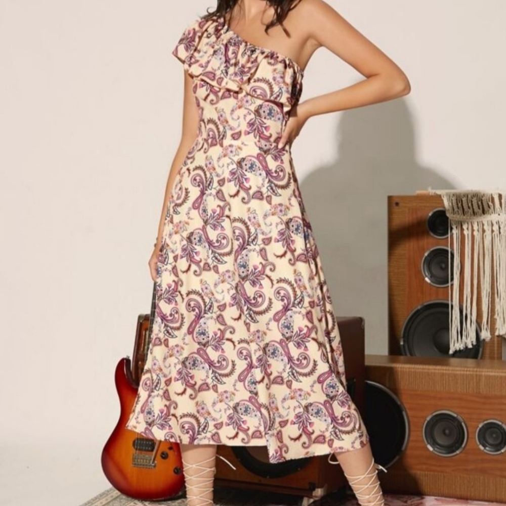 Floral One-Shoulder Dress